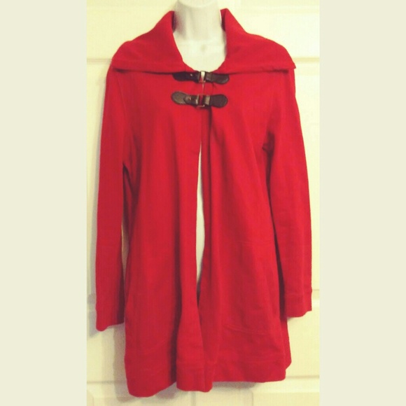 Chaps Denim Knit Jacket Cape - Picture 4 of 5